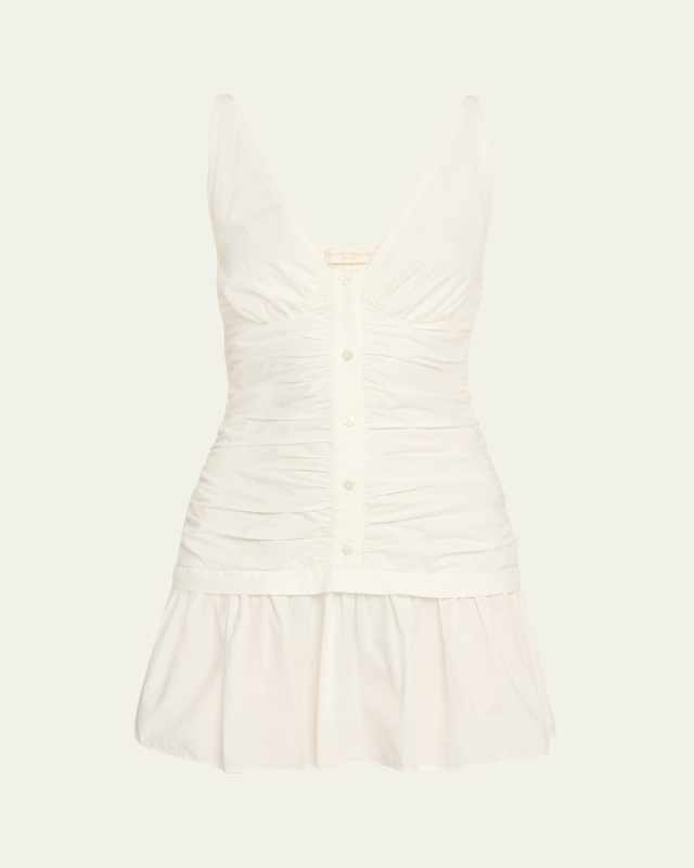 Maggie Ruched Poplin Mini Dress